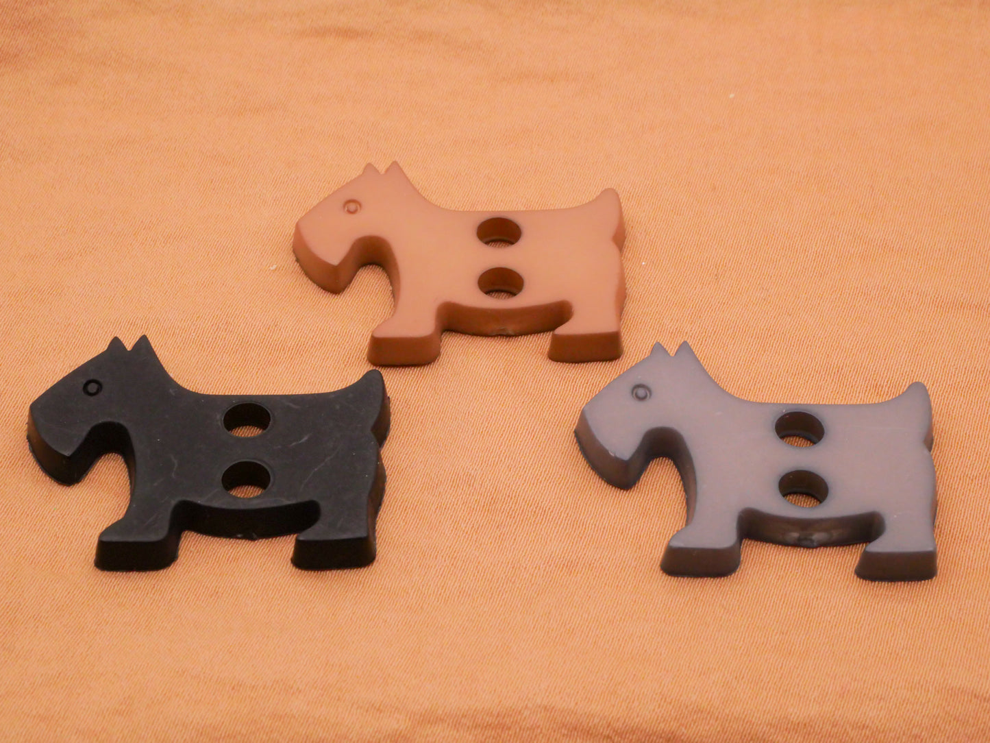 Scottie Dog Black Tan Grey Plastic Button Various 25x32mm