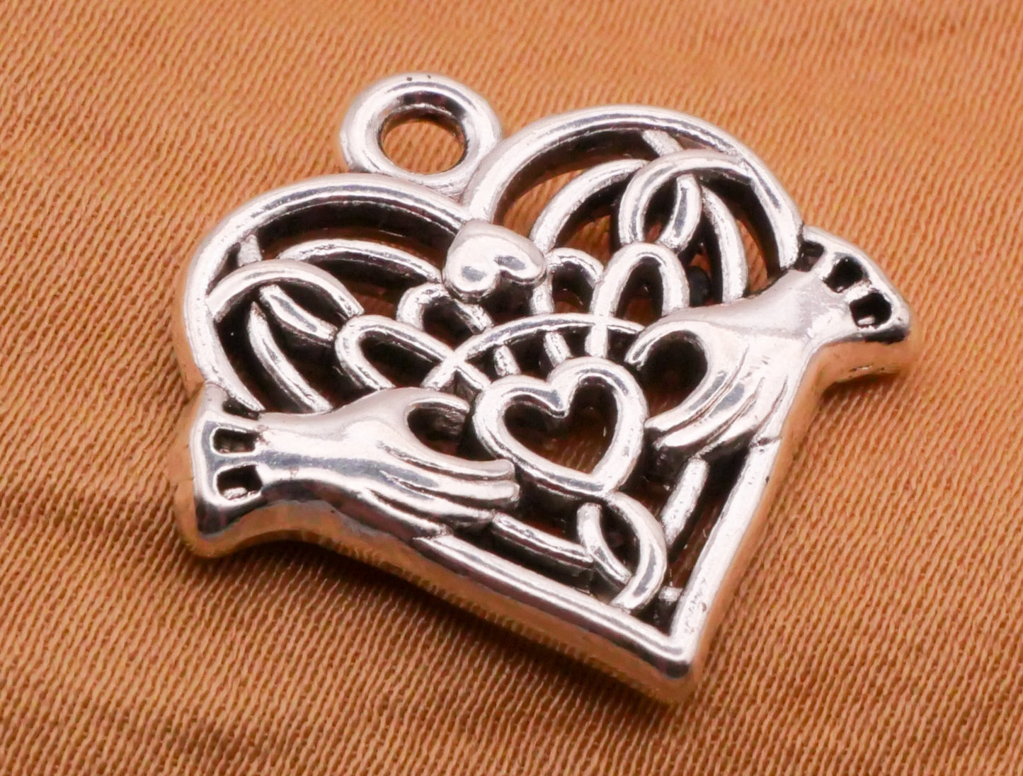 Claddagh Heart Hands Crown Irish Silver Metal Set of Three Charms Embellishments 20mm