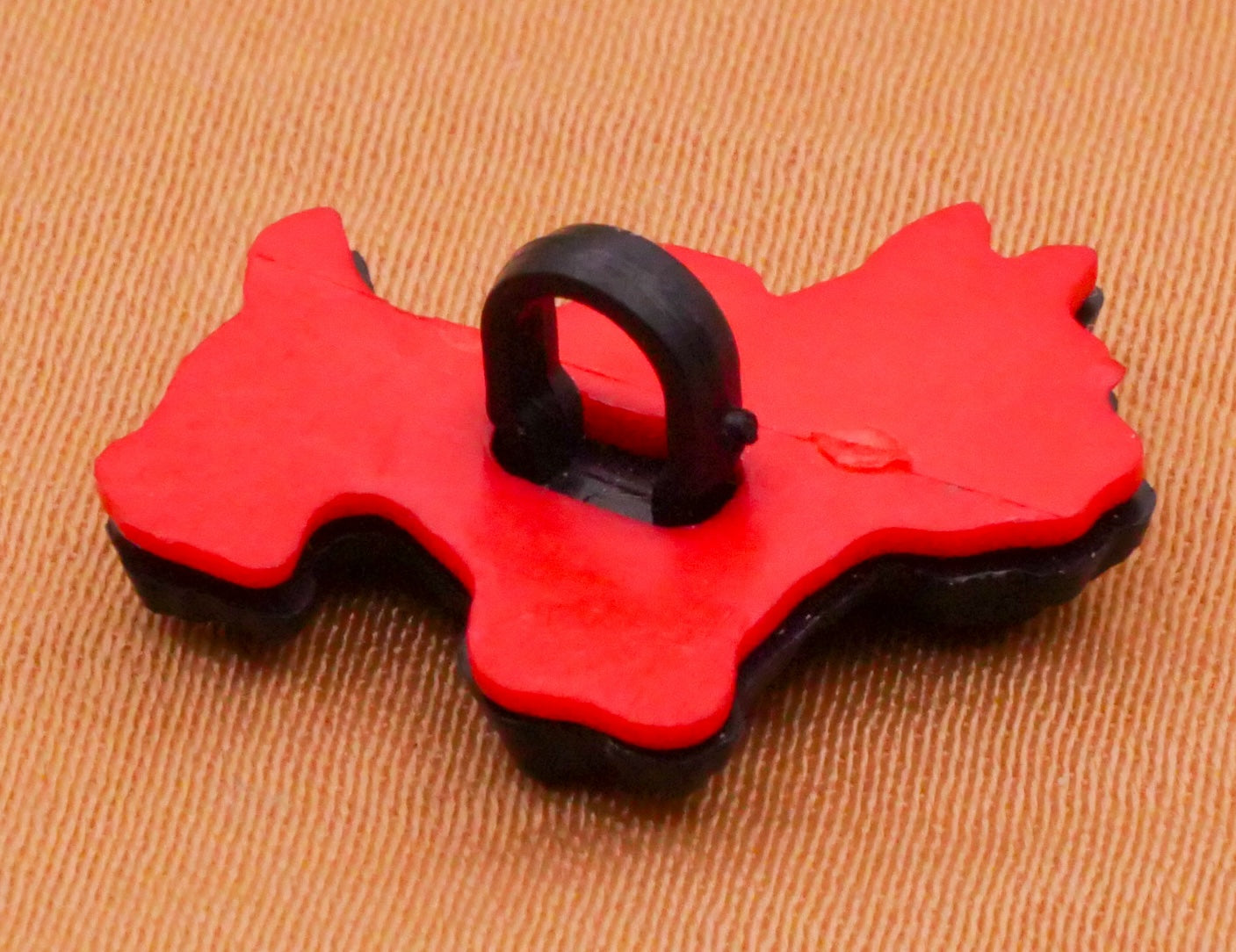 Scottie Dog Black Red Bow Snap-Together Plastic Button 15x17mm