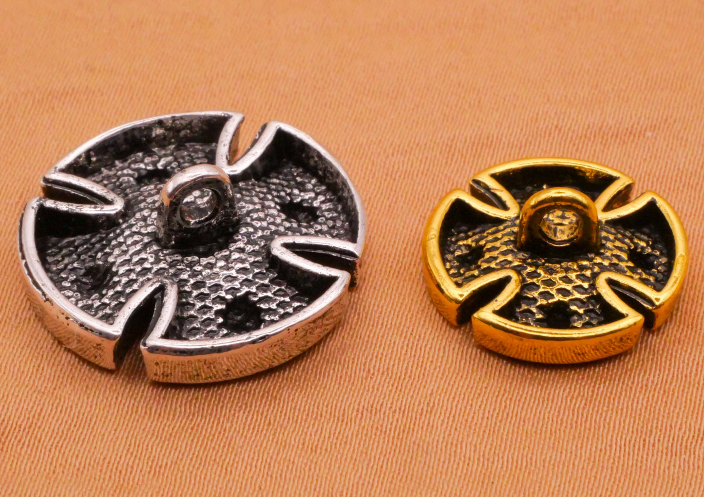 Cross Armor Silver Bronze Metal Button Various 15-20mm