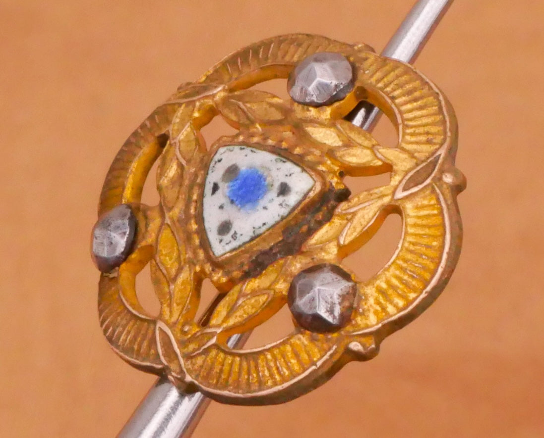 Blue White Enamel Center Steel Cuts Brass Metal Button 14mm