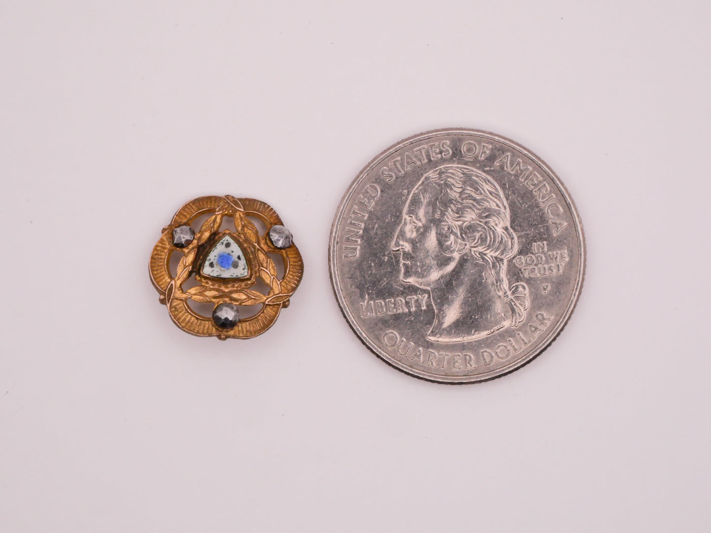 Blue White Enamel Center Steel Cuts Brass Metal Button 14mm