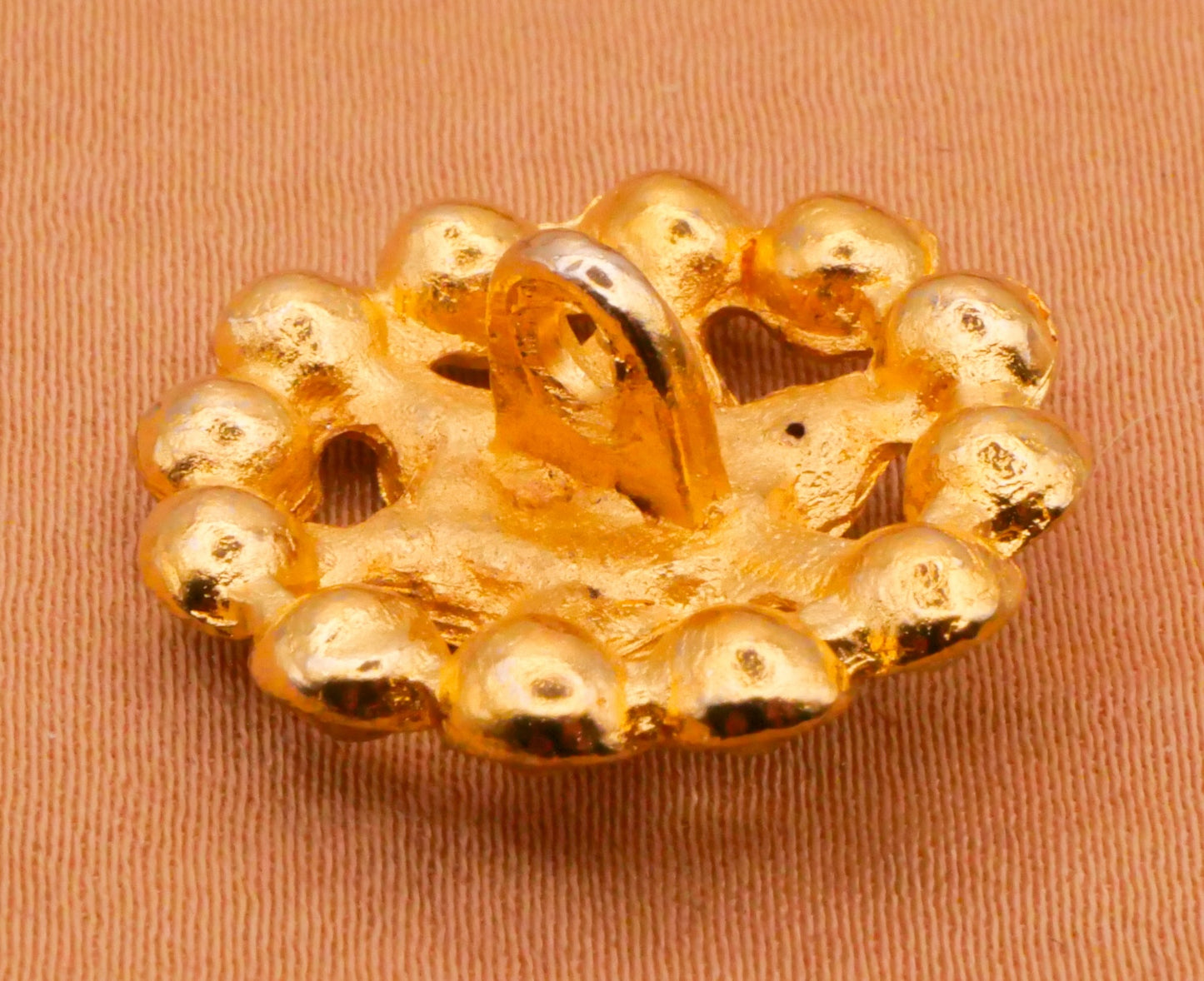 Rhinestone Ring Cluster Vintage Gold Metal Button 21mm