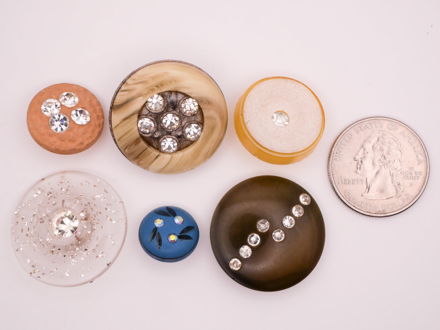 Rhinestone Early Plastic Vintage Button Various 18-28mm