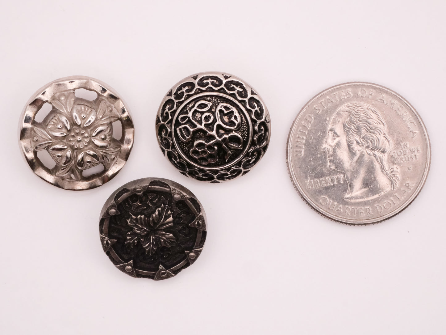 Flower Foliage Metallized Plastic Button Various 18-19mm