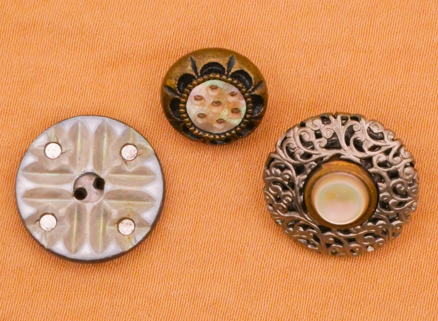 Mother of Pearl Mirrorback Twinkle Antique Metal Shell Button Various 11-16mm