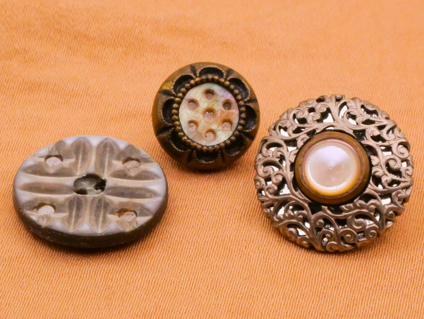 Mother of Pearl Mirrorback Twinkle Antique Metal Shell Button Various 11-16mm