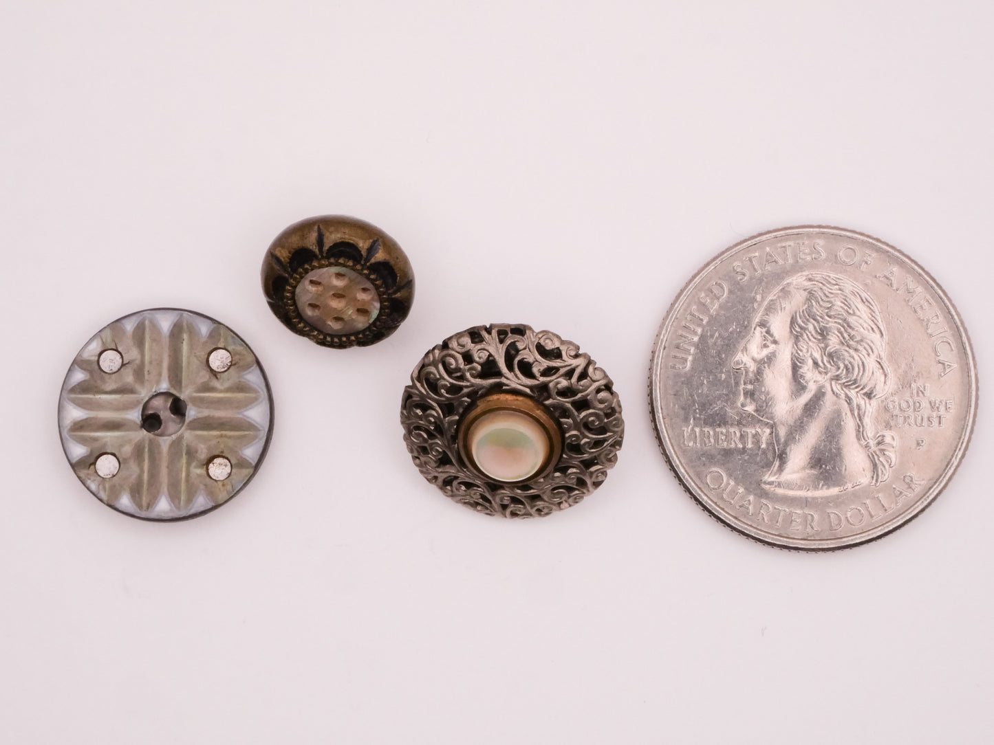 Mother of Pearl Mirrorback Twinkle Antique Metal Shell Button Various 11-16mm
