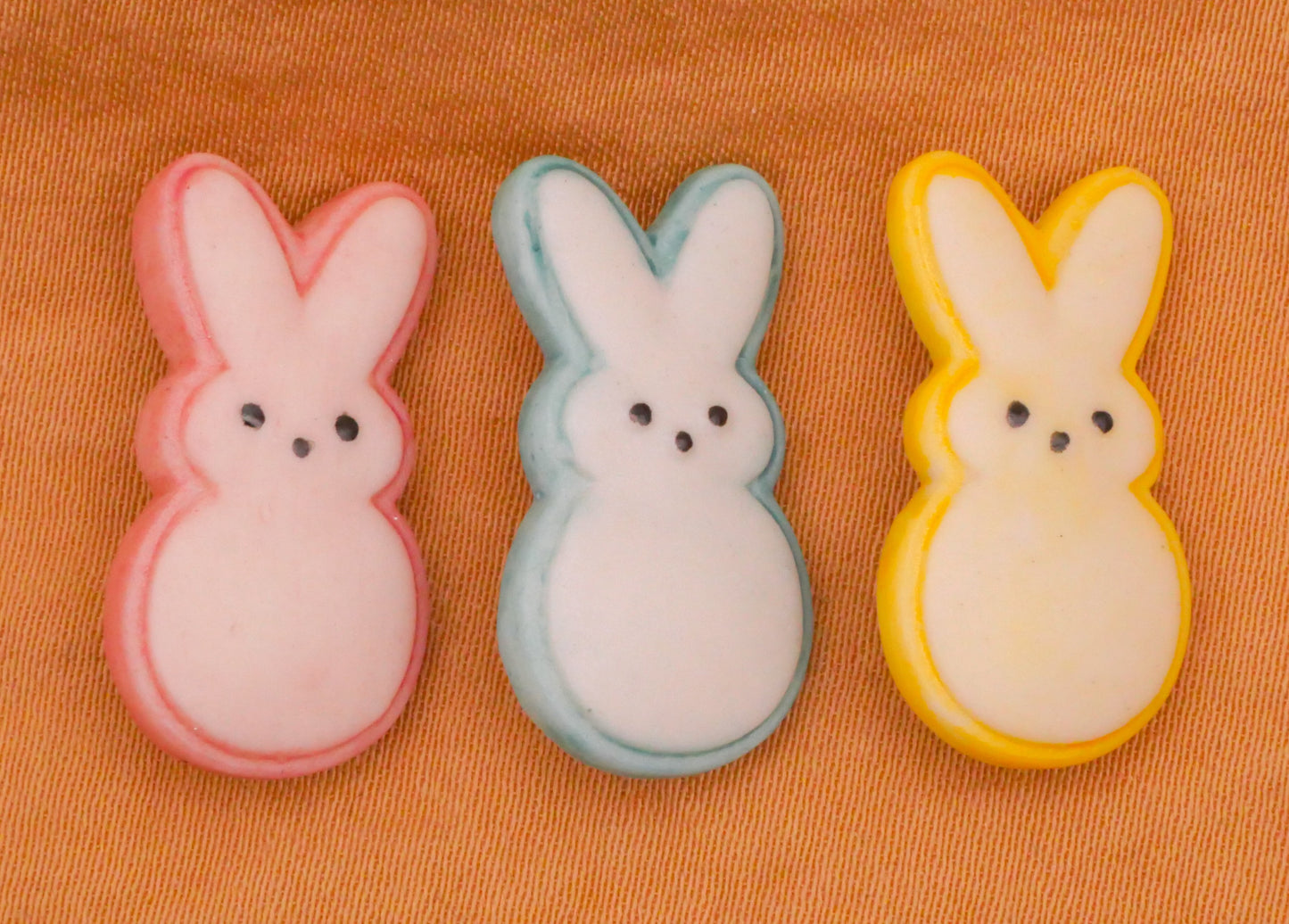 Peep Bunny Rabbit Hand-Painted Porcelain Ceramic Button Various 12x23mm