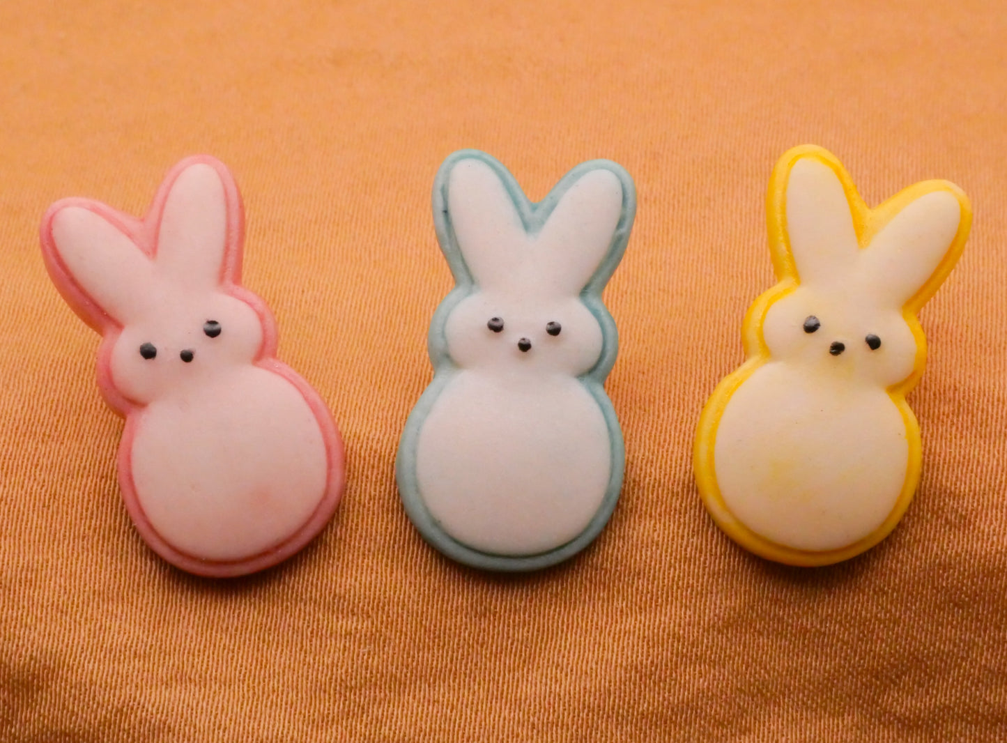 Peep Bunny Rabbit Hand-Painted Porcelain Ceramic Button Various 12x23mm