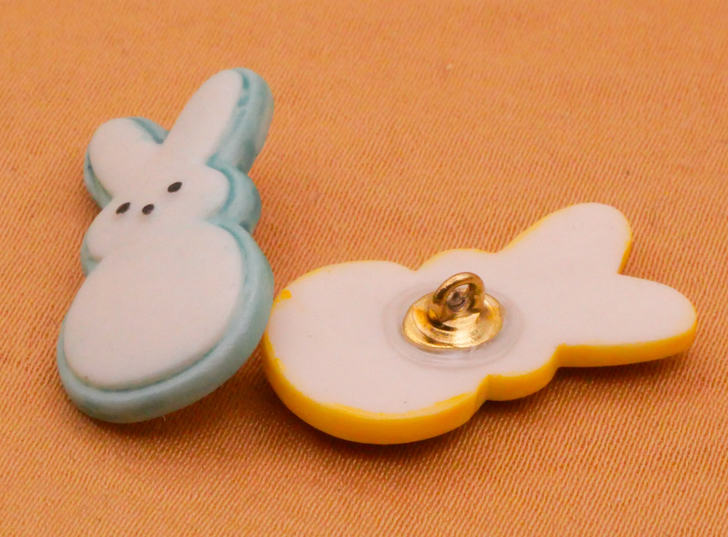 Peep Bunny Rabbit Hand-Painted Porcelain Ceramic Button Various 12x23mm