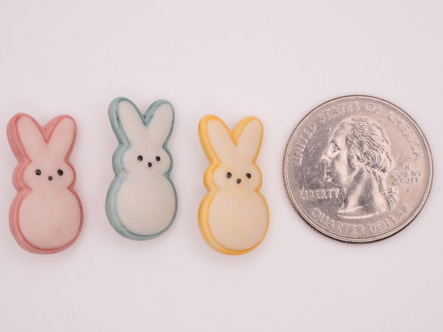 Peep Bunny Rabbit Hand-Painted Porcelain Ceramic Button Various 12x23mm