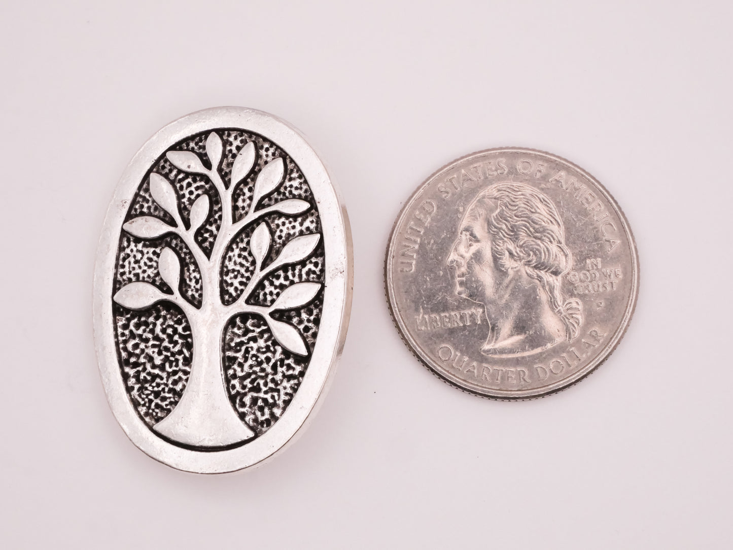 Tree Spring Leaves Antiqued Silver Metal Large Button 26x35mm