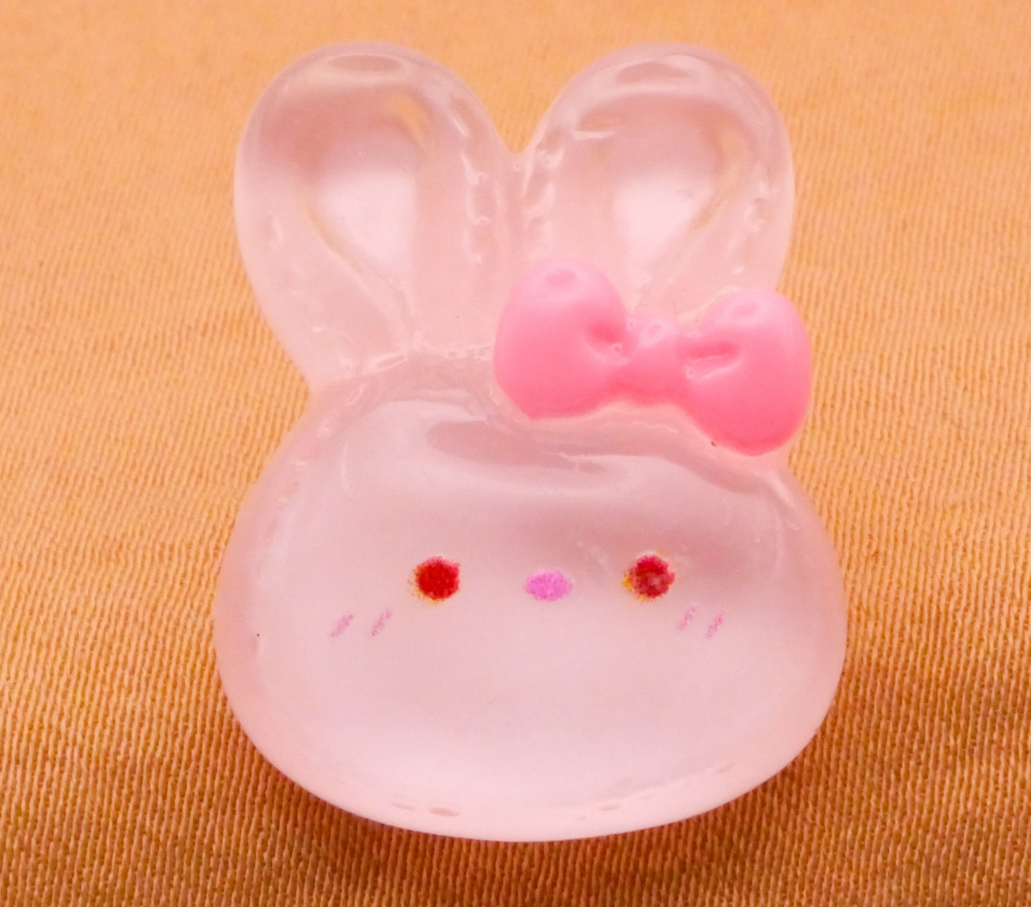 Bunny Rabbit Pale Pink Bow Plastic Pair of Buttons 19x24mm