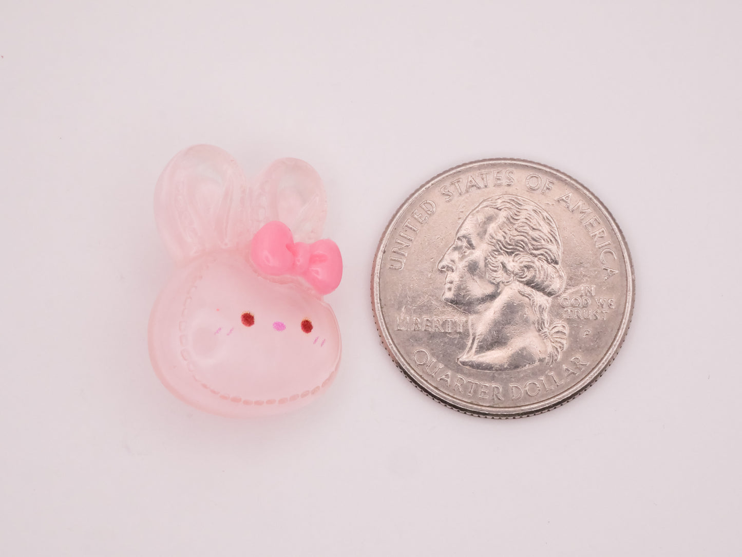 Bunny Rabbit Pale Pink Bow Plastic Pair of Buttons 19x24mm