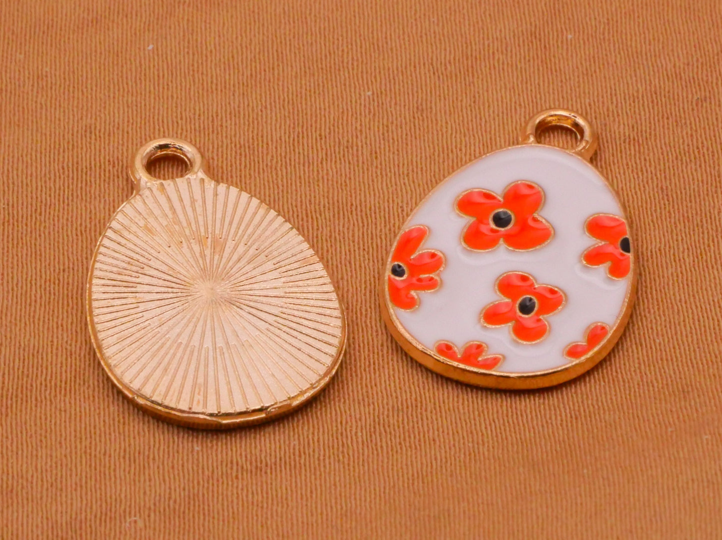 Easter Egg Decorated Enamel Metal Set of Twelve Charms Embellishments 14x22mm