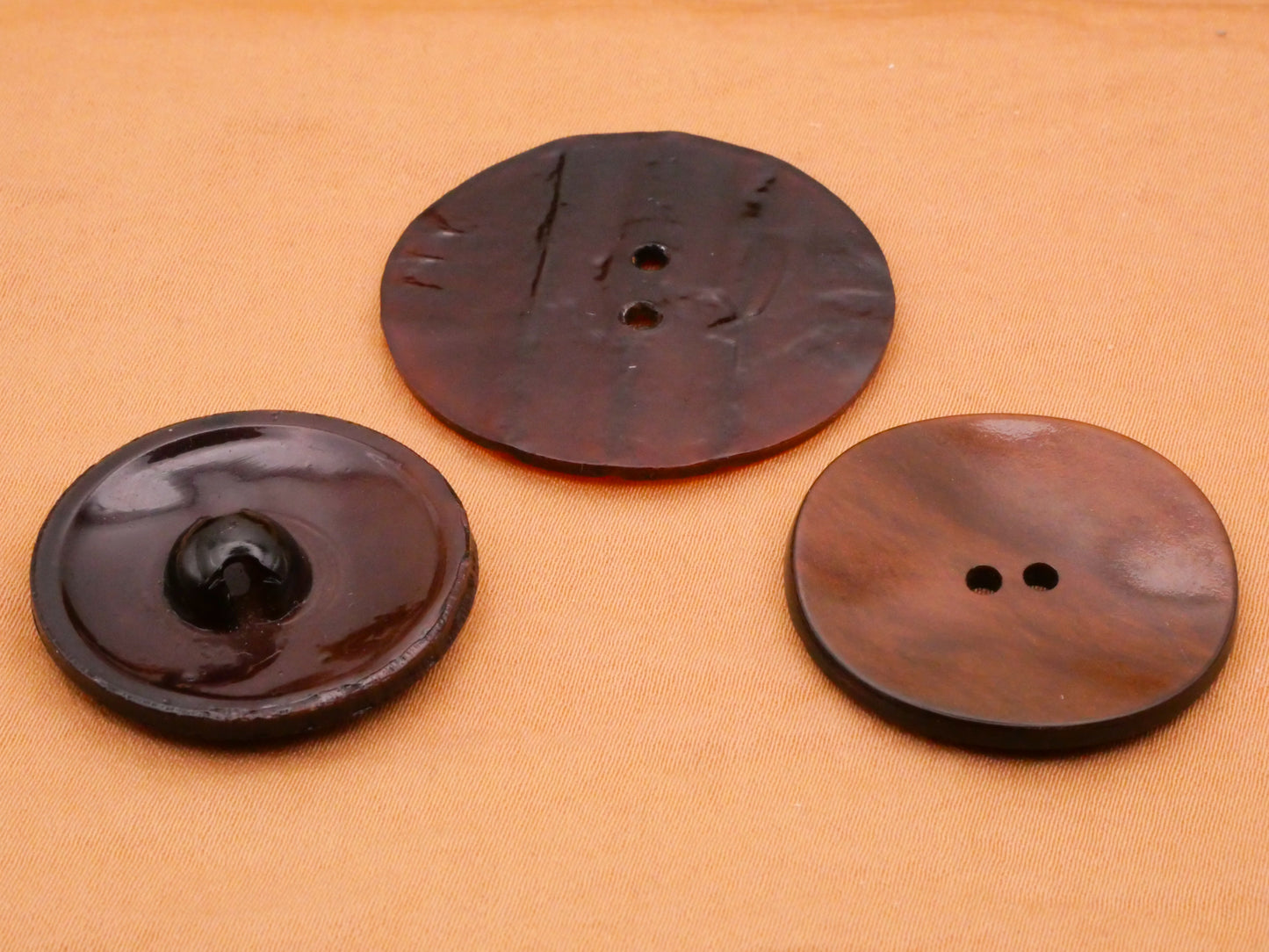 Tribal Carved Look Brown Celluloid Early Plastic Button Various 27-34mm