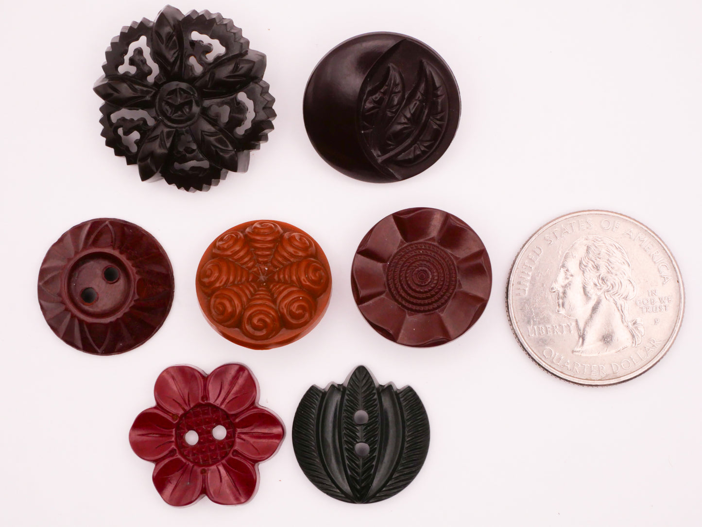 Tribal Flower Leaves Earth Tones Vintage Plastic Button Various 19-25mm