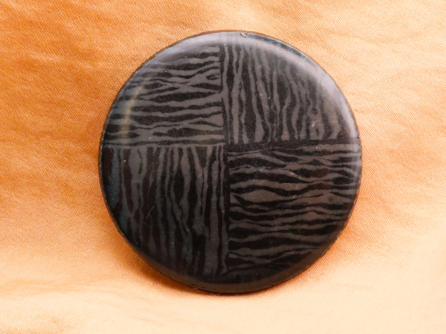 Zebra Print Blue Green Celluloid Early Plastic Large Button 45mm