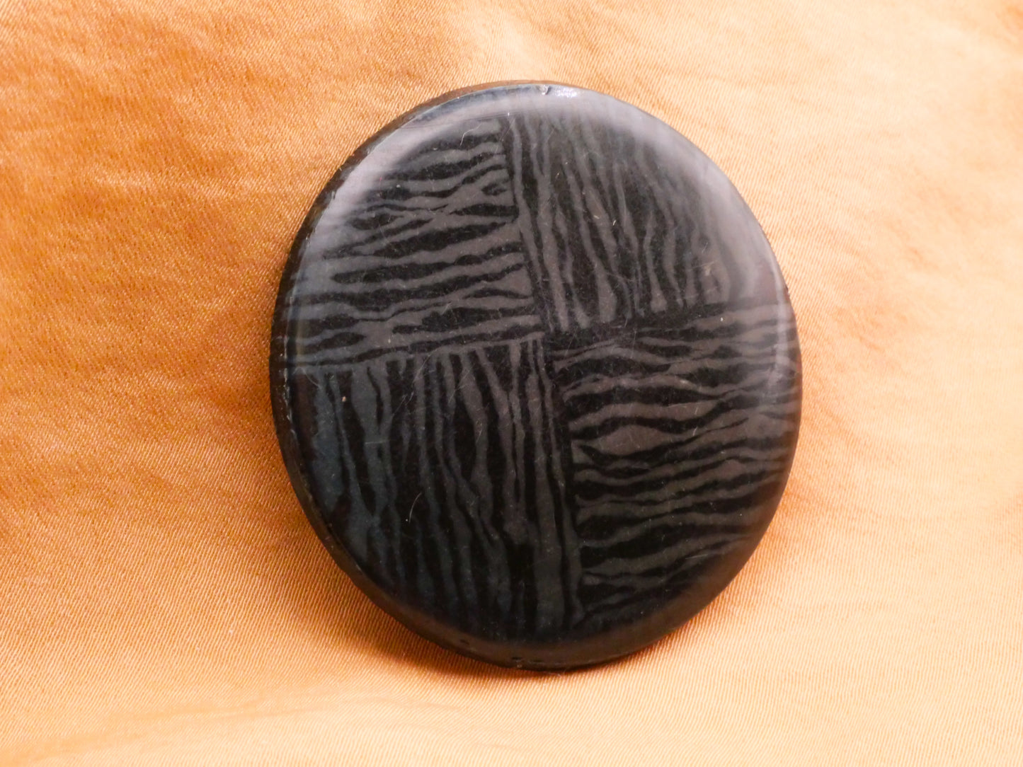 Zebra Print Blue Green Celluloid Early Plastic Large Button 45mm