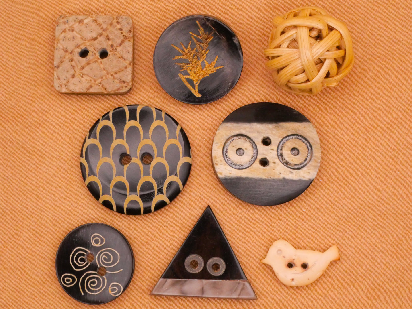 Natural Material Horn Coconut Shell Rattan Button Various 10-25mm