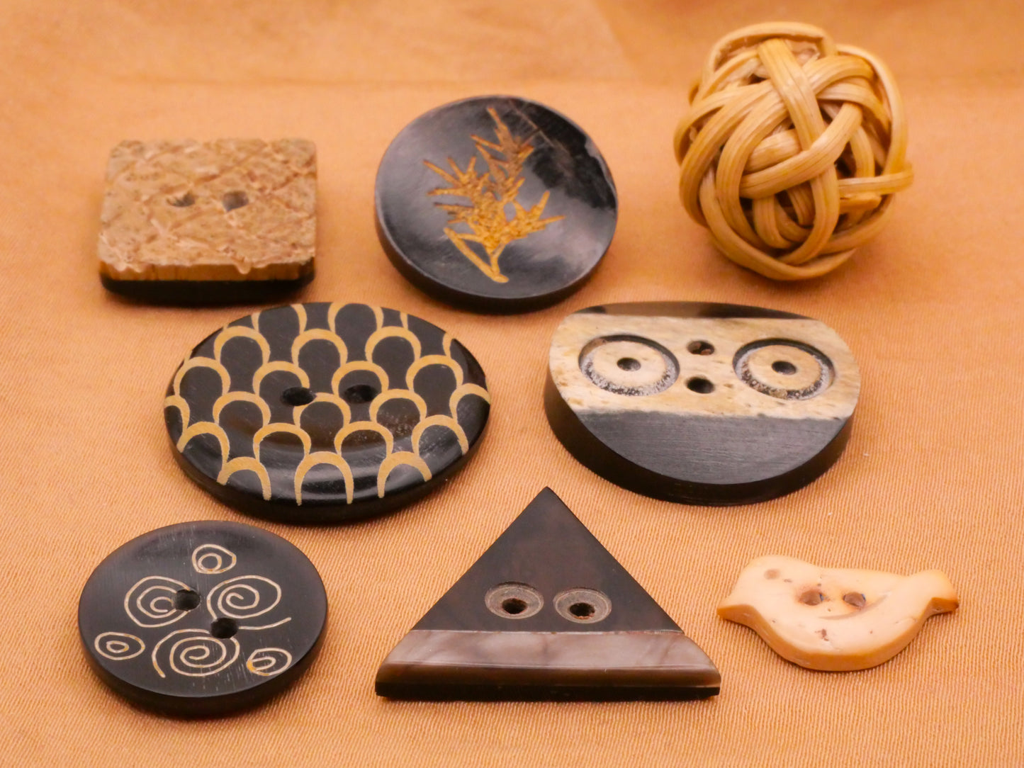 Natural Material Horn Coconut Shell Rattan Button Various 10-25mm