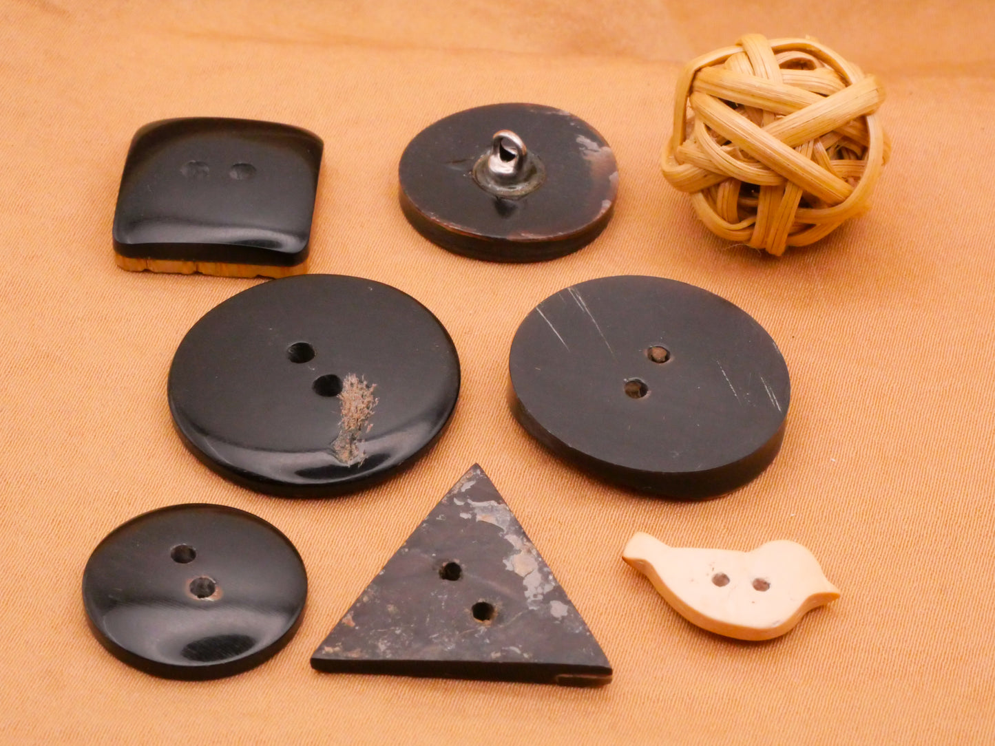 Natural Material Horn Coconut Shell Rattan Button Various 10-25mm