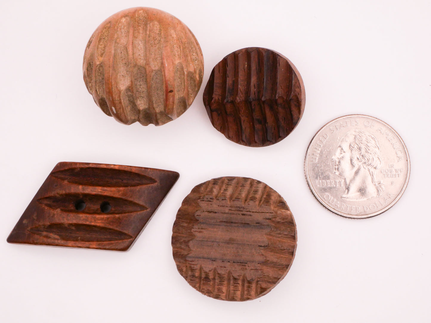 Carved Lines Wood Vintage Button Various 20-28mm