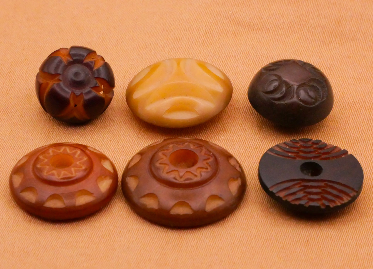 Tribal Carved Vegetable Ivory Tagua Nut Vintage Button Various 11-17mm