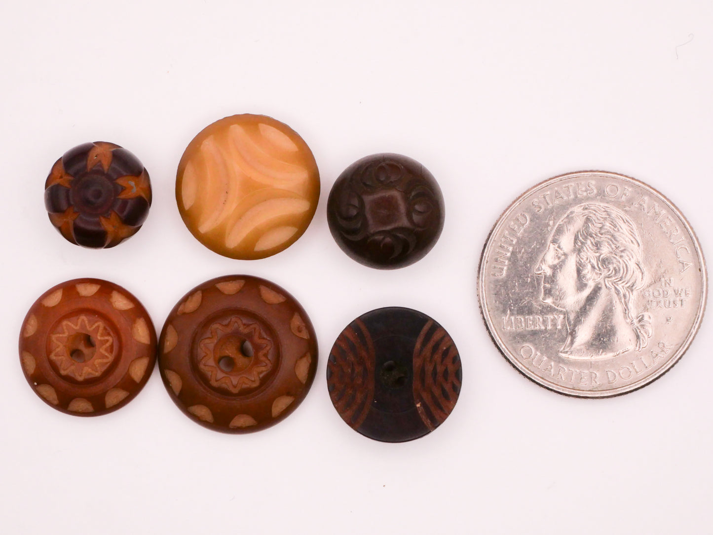 Tribal Carved Vegetable Ivory Tagua Nut Vintage Button Various 11-17mm