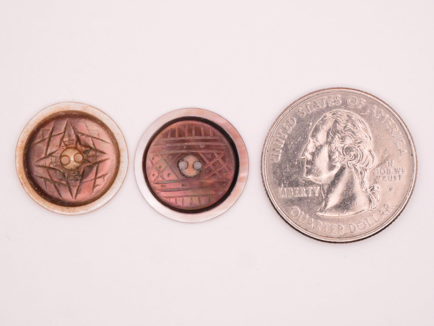 Tribal Design Etched Smoky Mother of Pearl Antique Button Various 17-18mm