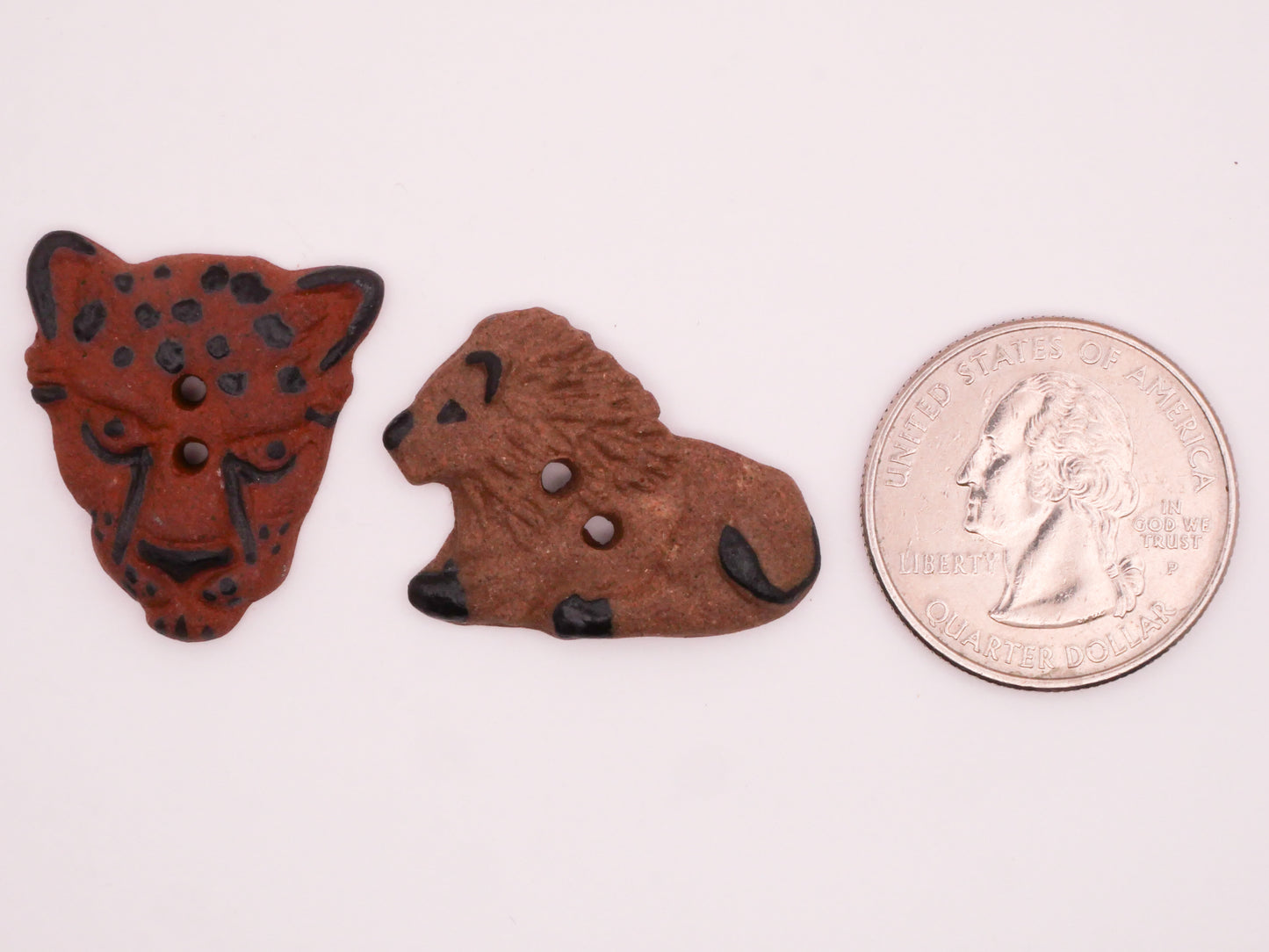 Big Cat Cheetah Leopard Lion Earthenware Ceramic Button Various 21-29mm