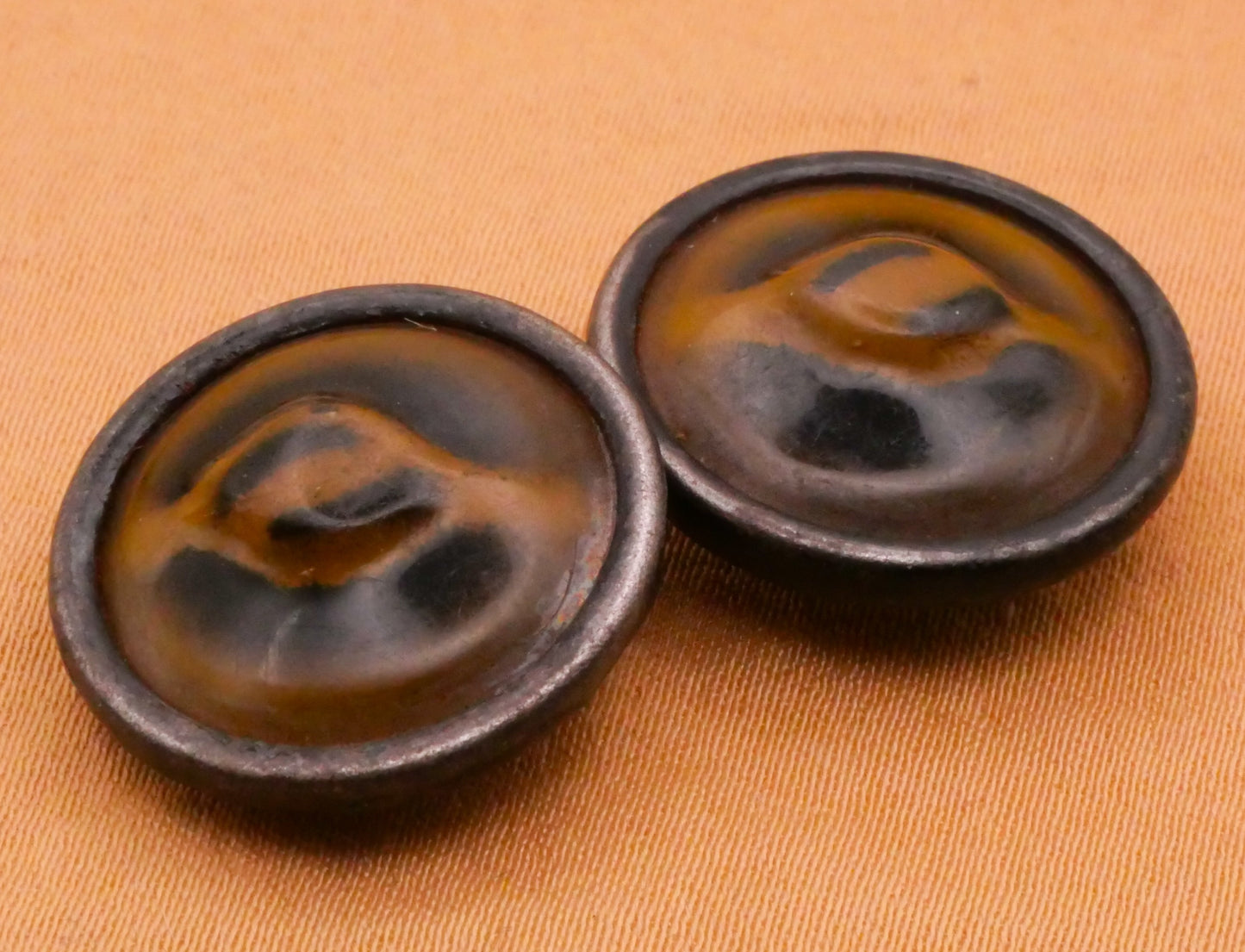 Tribal Eye Conical Bubble Celluloid Metal Pair of Buttons 19mm