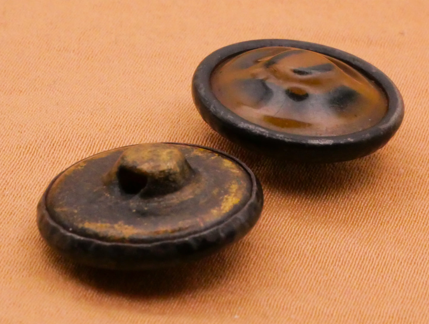 Tribal Eye Conical Bubble Celluloid Metal Pair of Buttons 19mm