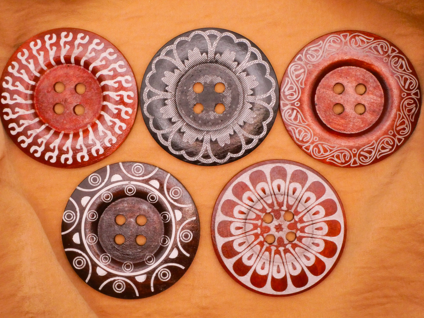Tribal Design Wood Extra-Large Button Various 60mm