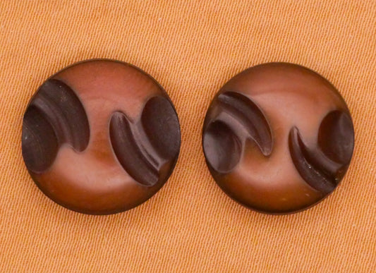 Leaf Symmetry Carved Vegetable Ivory Tagua Nut Pair of Buttons 14mm