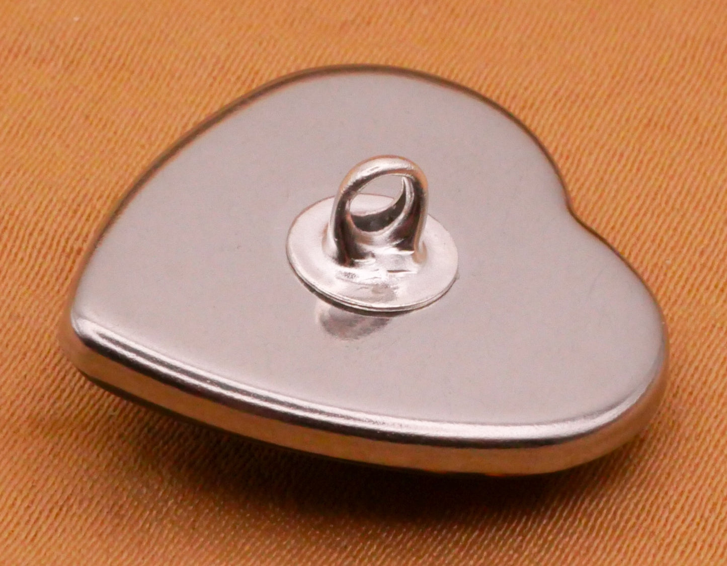 Cheetah Leopard Heart Plastic Silver Metal Button 21mm