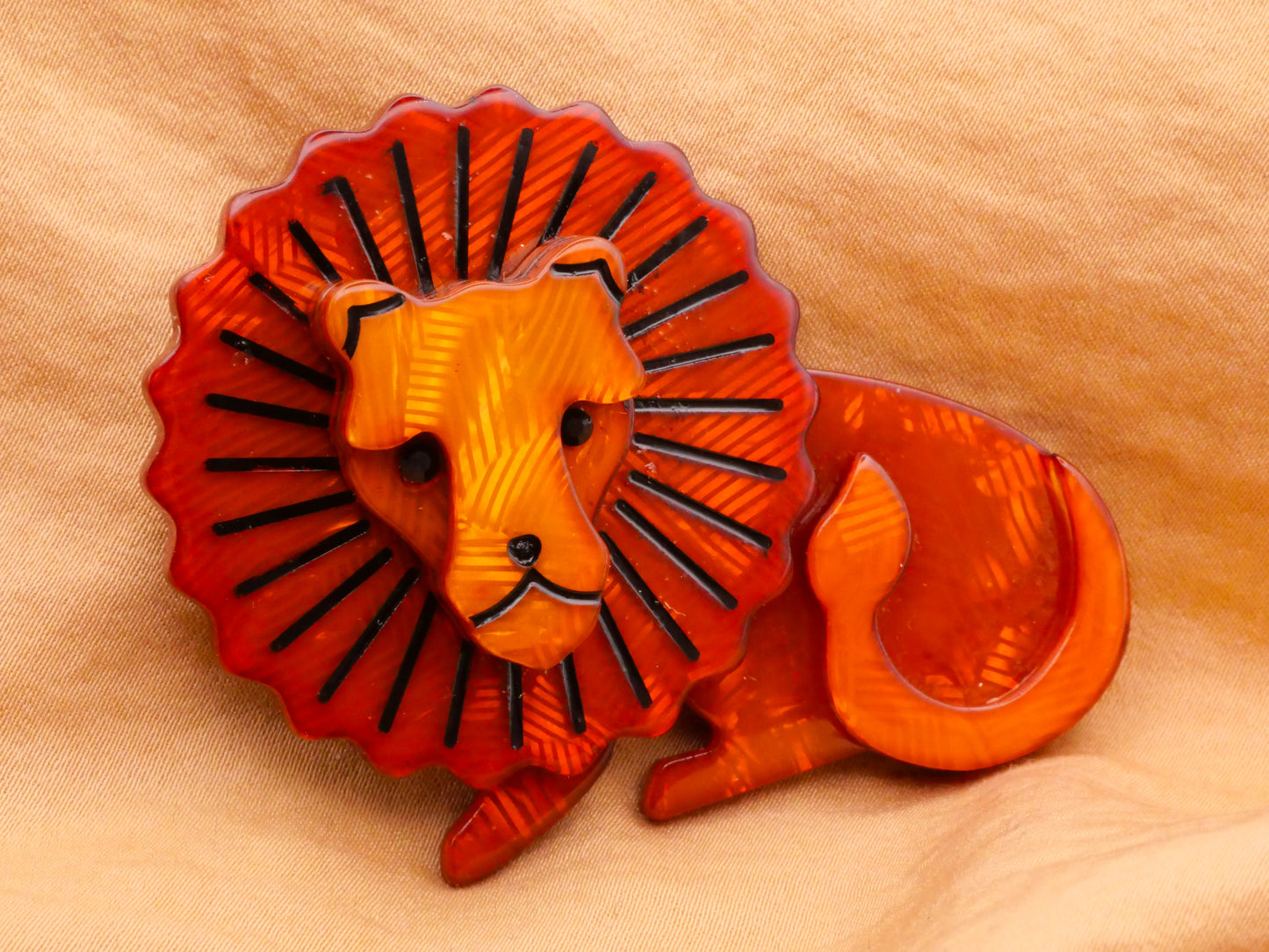 Lion Mane Big Cat Large Acrylic Plastic Button 49x63mm