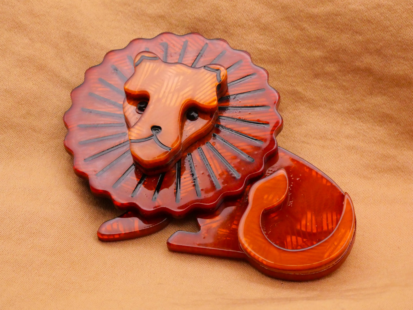 Lion Mane Big Cat Large Acrylic Plastic Button 49x63mm