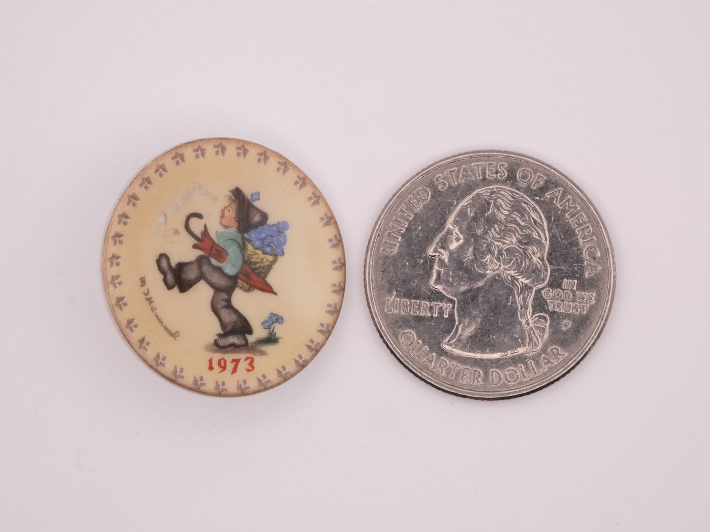 Goebel Hummel Mini Plate Ceramic Button Various 25mm