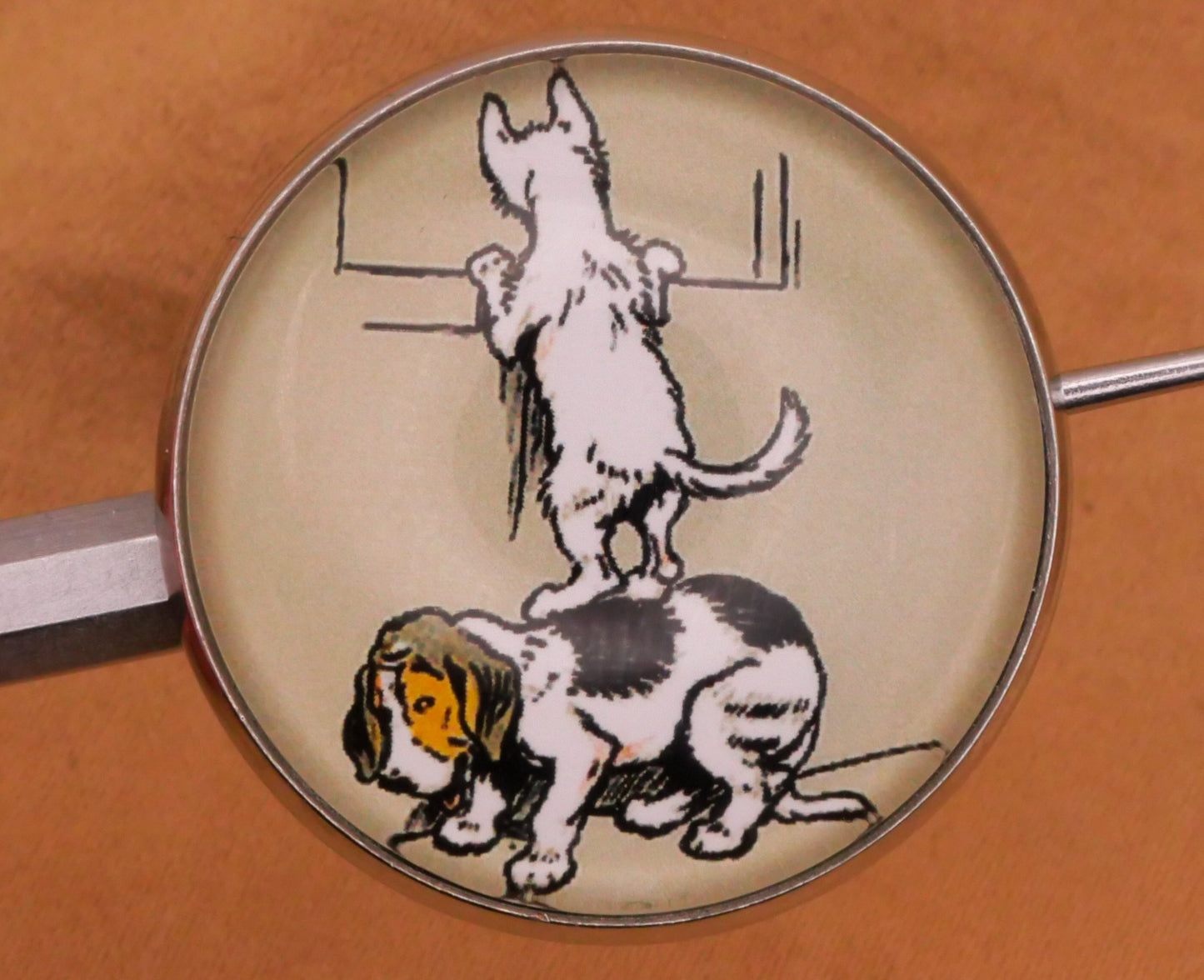 Cecil Aldins Merry Party Animal Illustration Glass Silver Metal Button Various 27mm