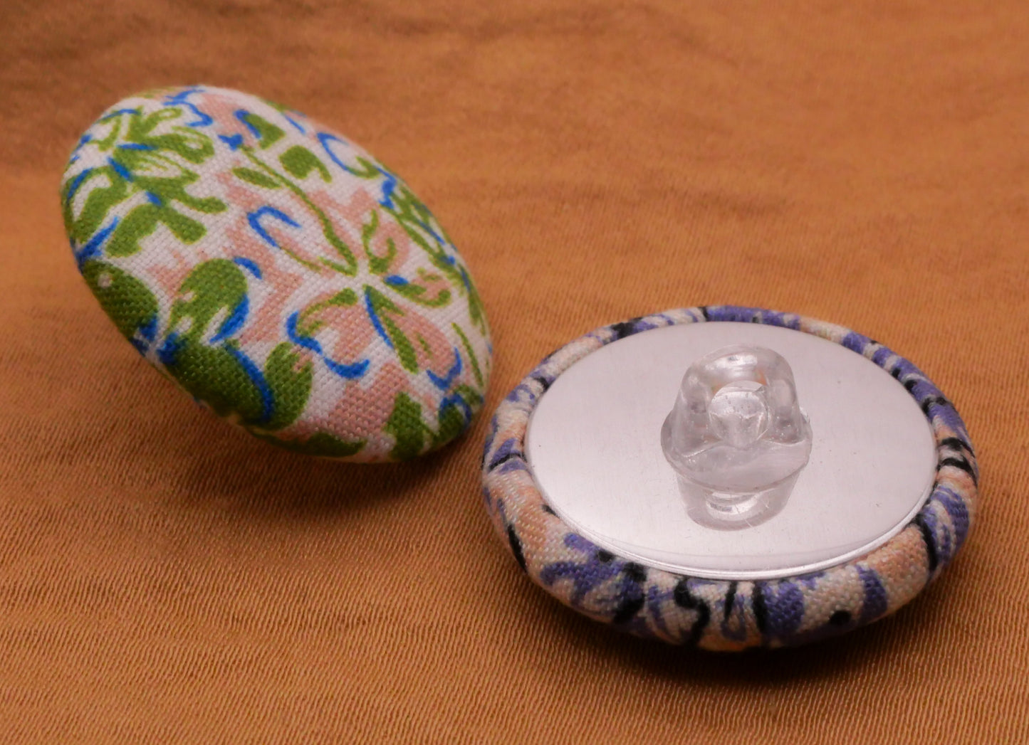 Flower Floral Pattern Fabric Covered Button Various 25mm
