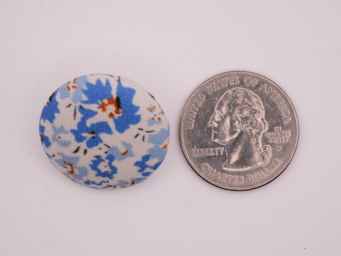 Flower Floral Pattern Fabric Covered Button Various 25mm