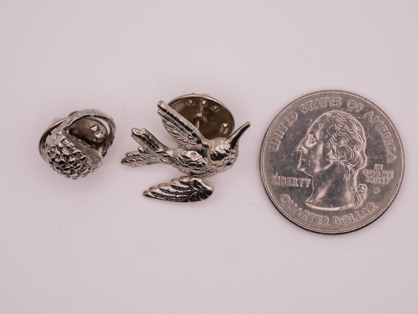 Basket or Hummingbird Silver Metal Pin Brooch Various 11-24mm