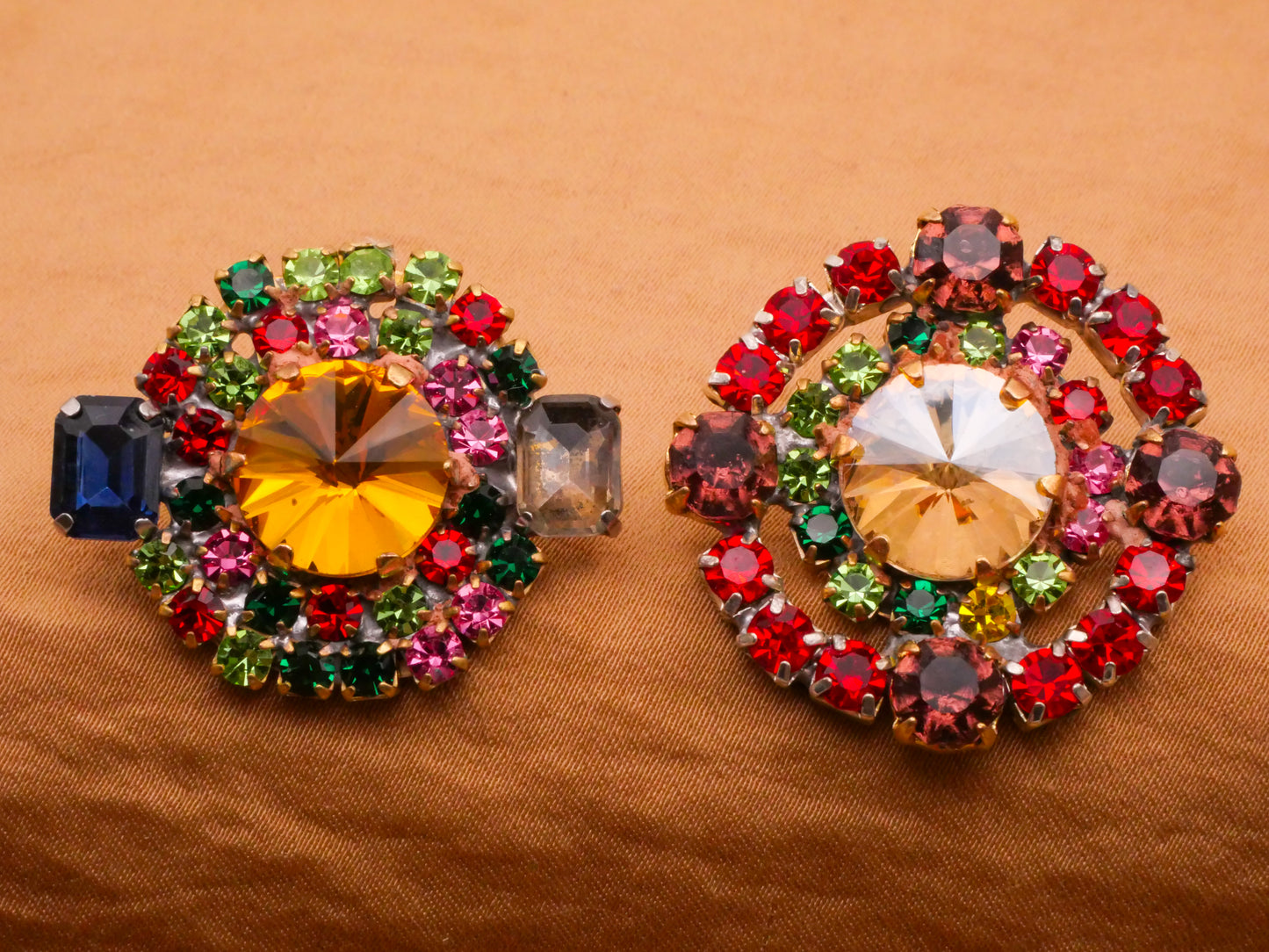 Colorful Czech Rhinestone Glass Metal Button Various 26-29mm