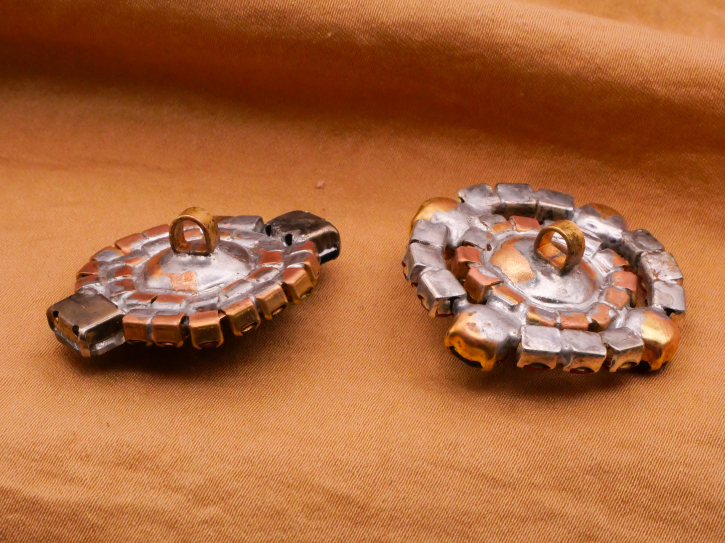 Colorful Czech Rhinestone Glass Metal Button Various 26-29mm