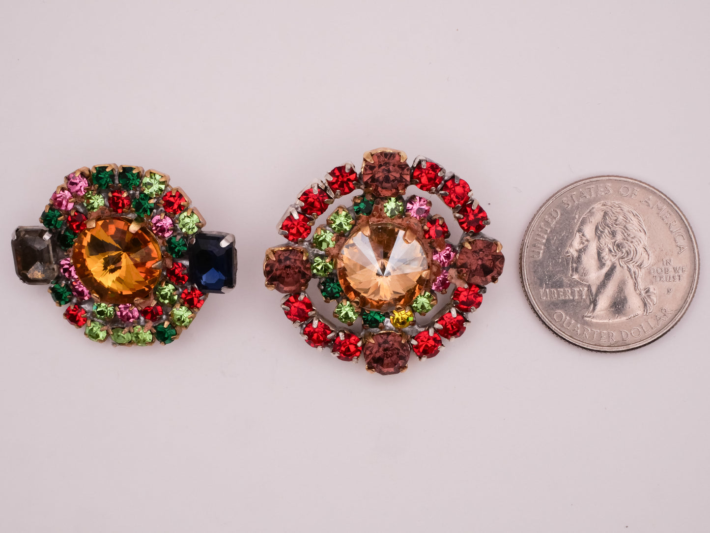 Colorful Czech Rhinestone Glass Metal Button Various 26-29mm