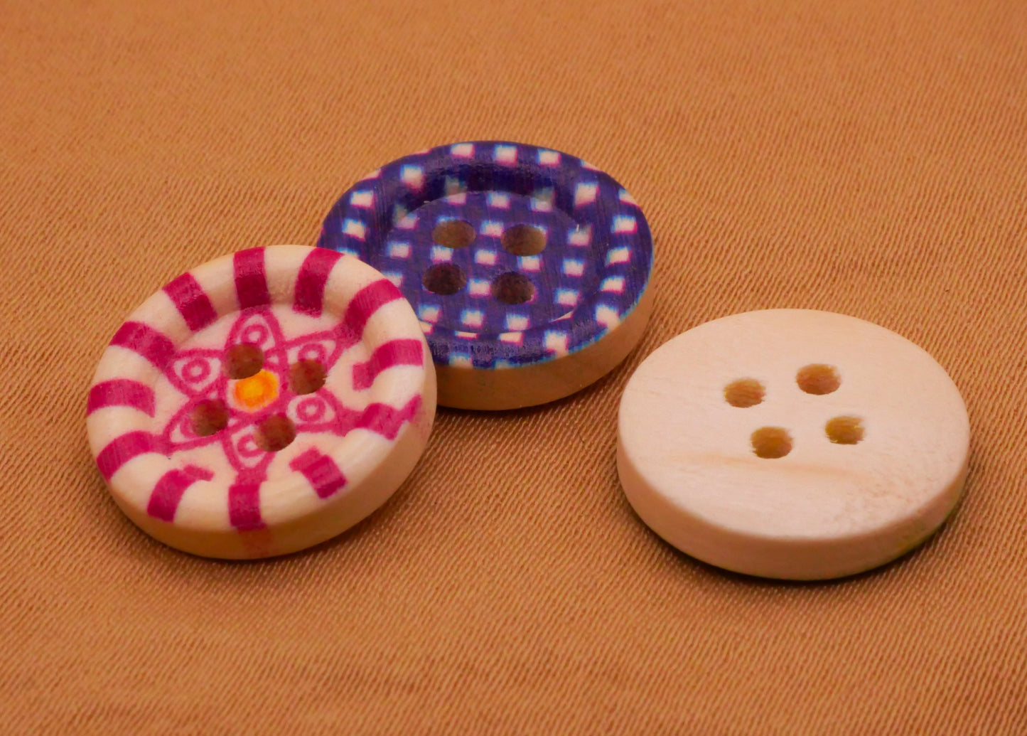 Flower Burst Bold Colors Wood Set of Twenty Buttons 15mm