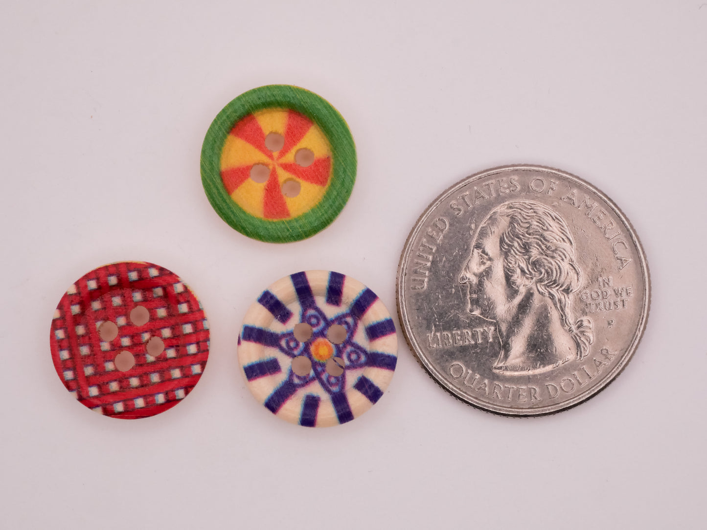 Flower Burst Bold Colors Wood Set of Twenty Buttons 15mm