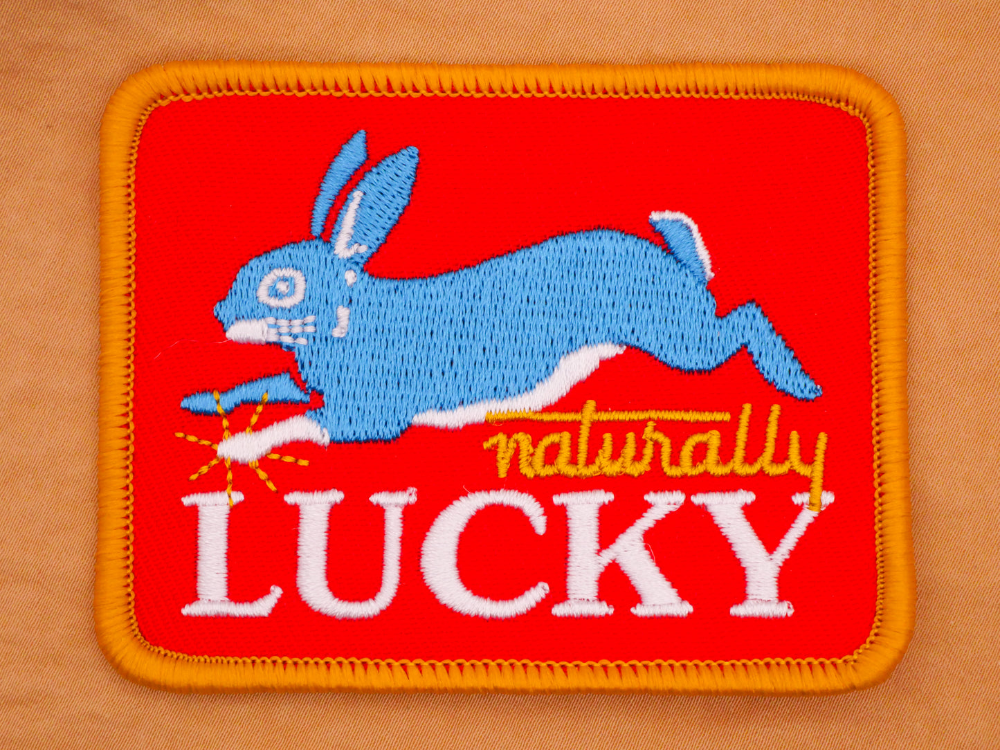 Naturally Luck Hopping Bunny Red Patch Embellishment 60x77mm